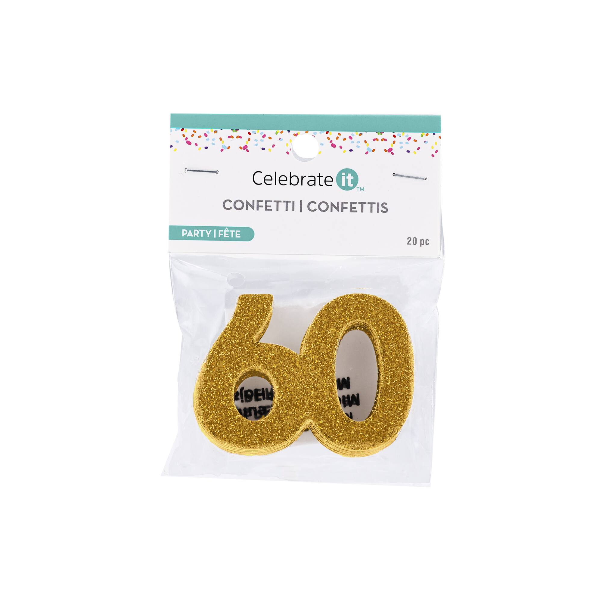 2" Gold 60 Glitter Confetti, 20ct. by Celebrate It™